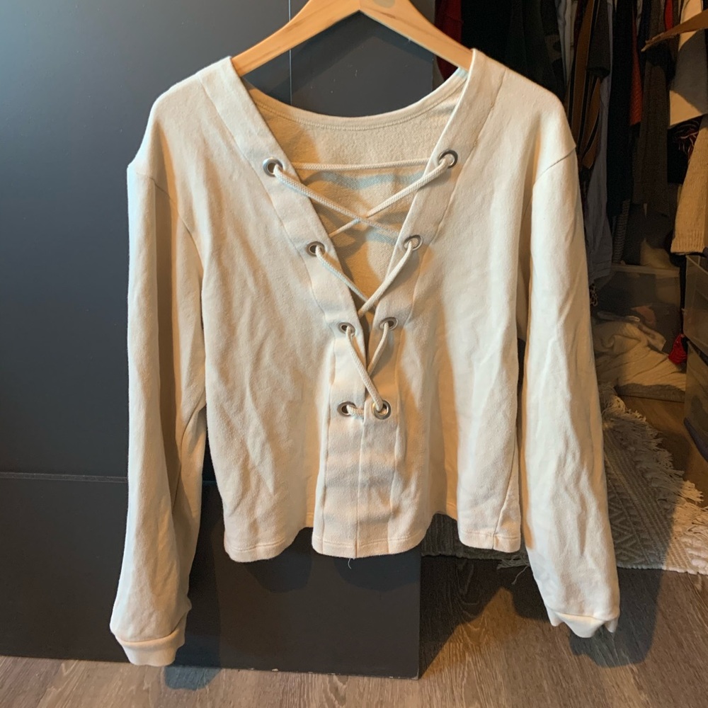 Zara Cream Open Back Sweatshirt